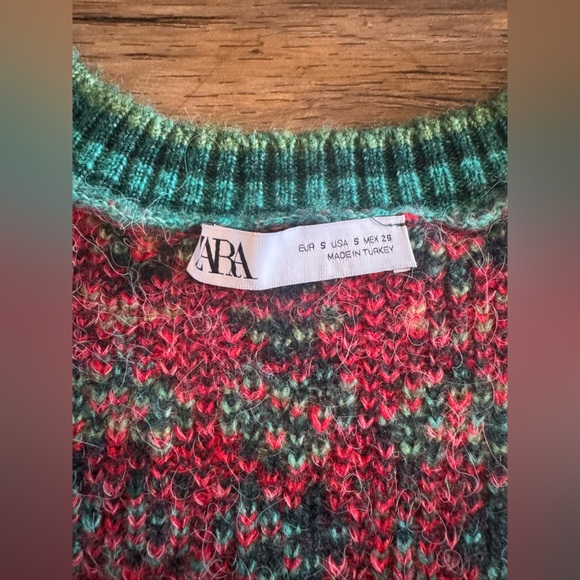 Zara Floral Jacquard Knit Cropped Long Sleeve Button Front Cardigan Sz Sm EUC - Picture 7 of 9